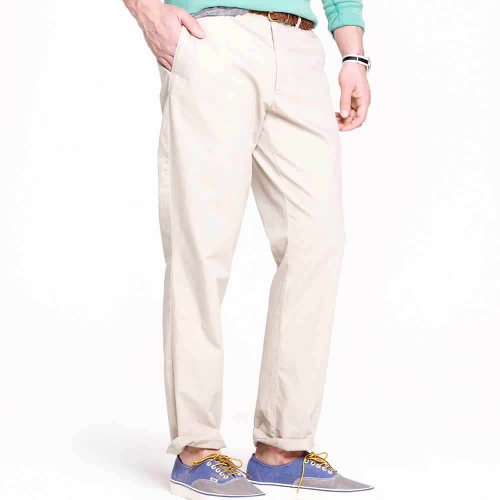 J. Crew Mens Classic Chinos, Flat Front, Light Tan Khaki, 31x31